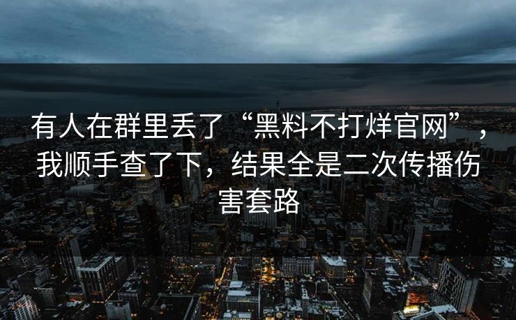 有人在群里丢了“黑料不打烊官网”,我顺手查了下,结果全是二次传播伤害套路