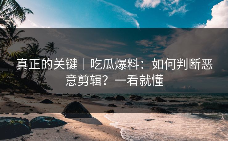 真正的关键｜吃瓜爆料：如何判断恶意剪辑？一看就懂